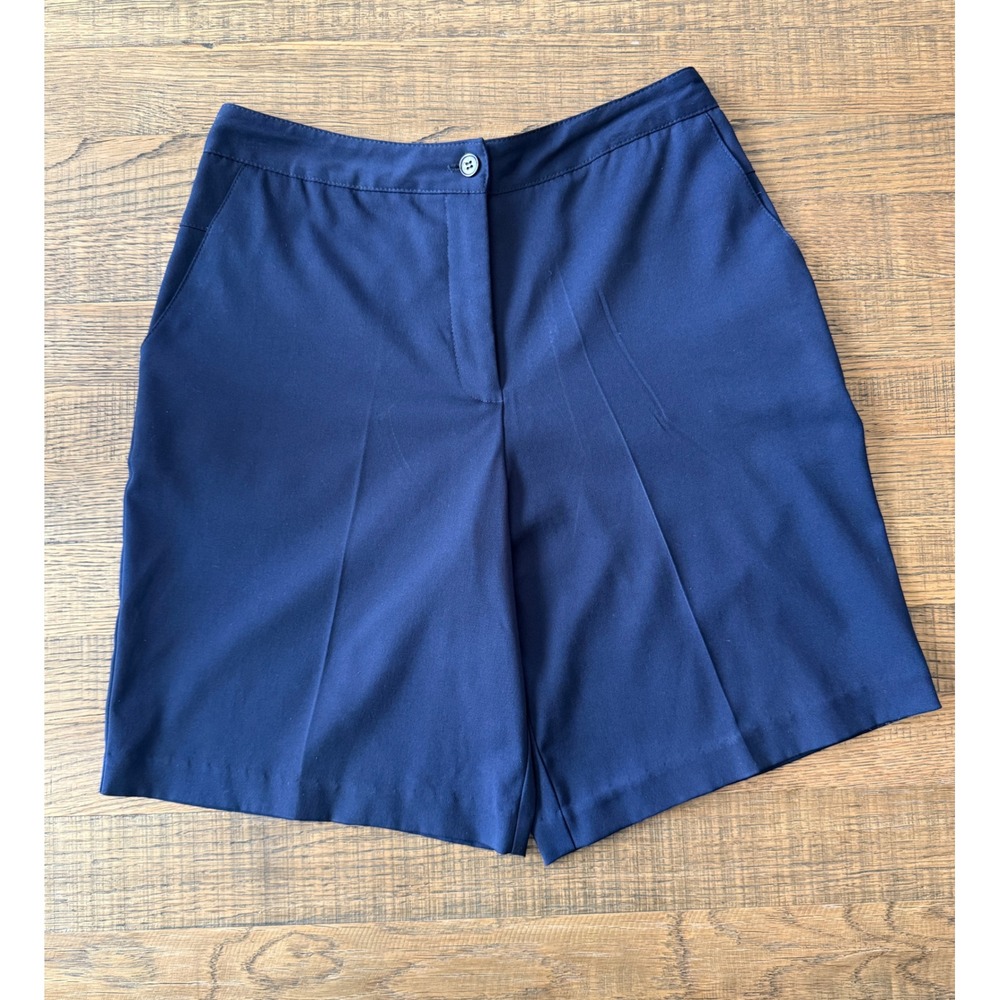Lily's of Beverly Hills Navy Blue Tailored Pleated Shorts Womens 4 Made in USA